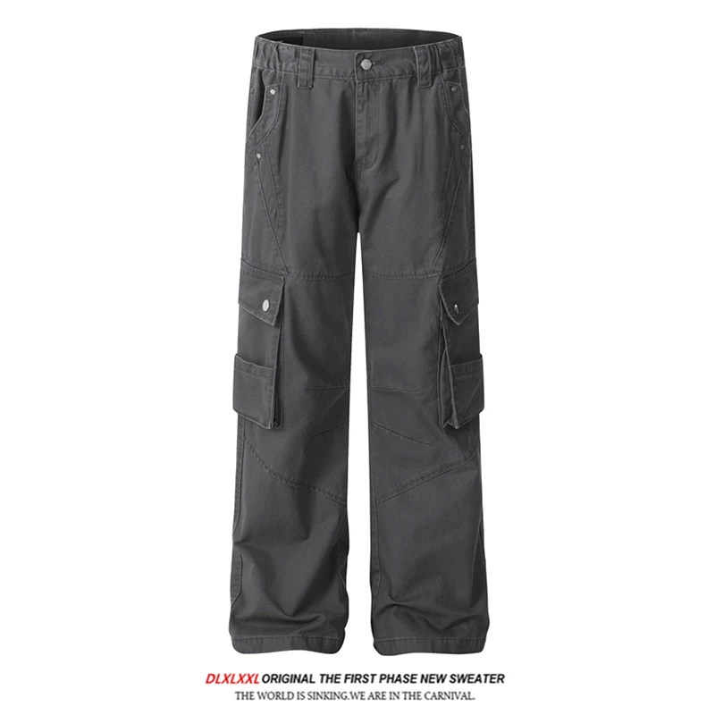 

Cleanfit Casual Cement ey Post-Aalyptic Sle Workwear Long Pants Men's Women's Loose Fit Straight Leg Leisure Trousers