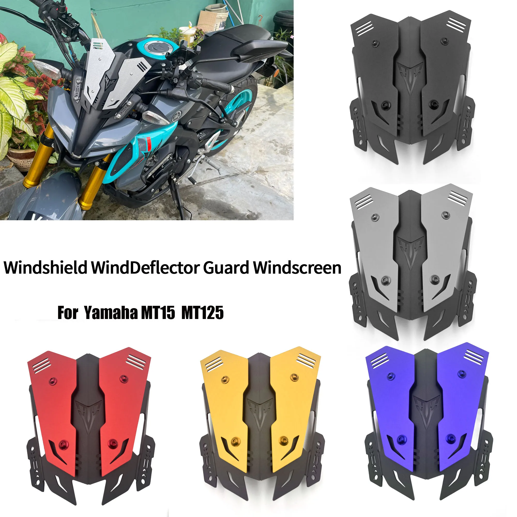 اكسسوارات الدراجات النارية لياماها MT15 MT-15 MT125 MT-125 MT 15 125 الزجاج الأمامي منحرف الزجاج الأمامي يندبروف هود