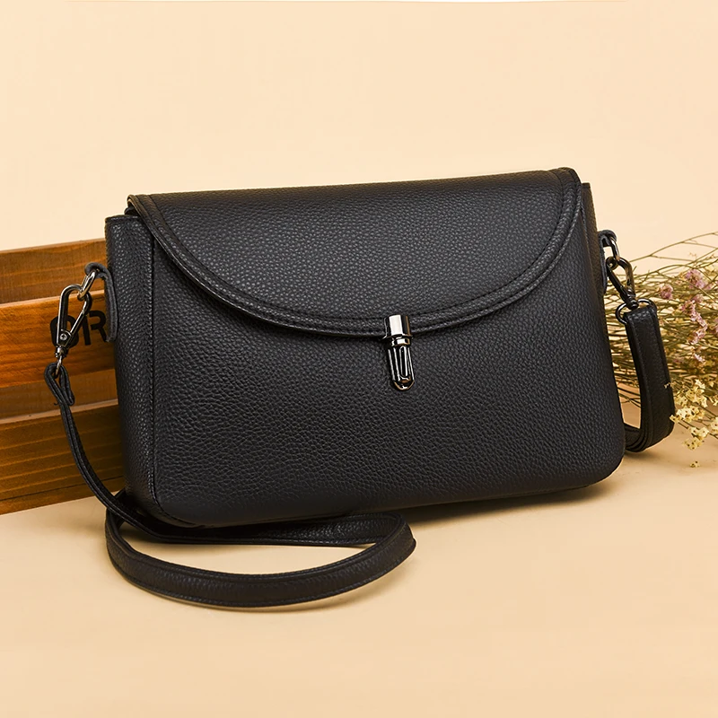 Bolso cruzado de piel auténtica para mujer, bandolera pequeña de piel de vaca auténtica, informal, a la moda