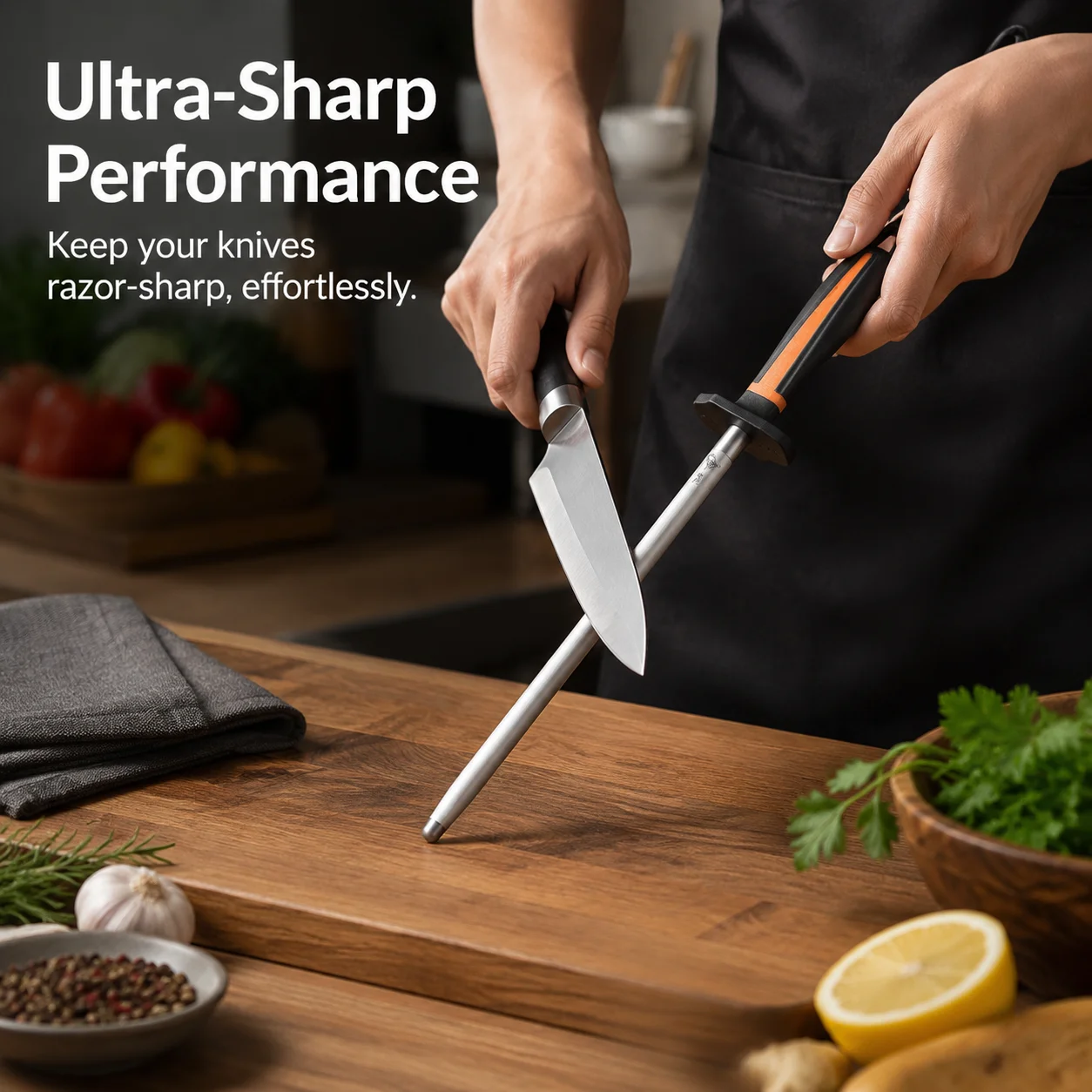 Professional Knife Sharpening Rod & Steel Stick, High Efficiency Kitchen Sharpener For Home,  Fast Sharpening Tool