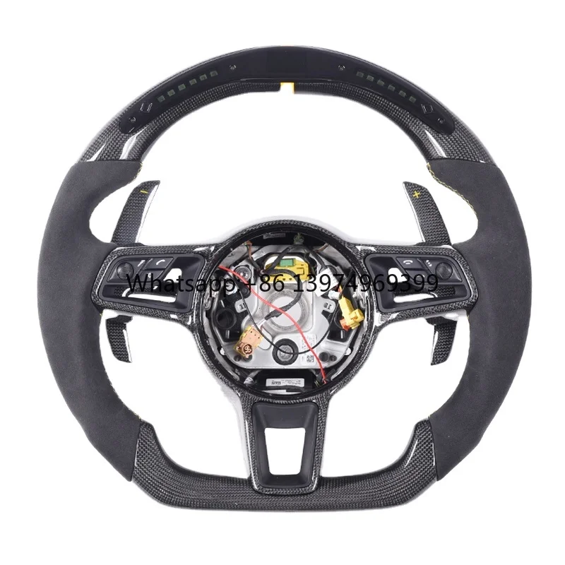 Custom Leather & Carbon Fiber Sports Steering Wheel for Porsche