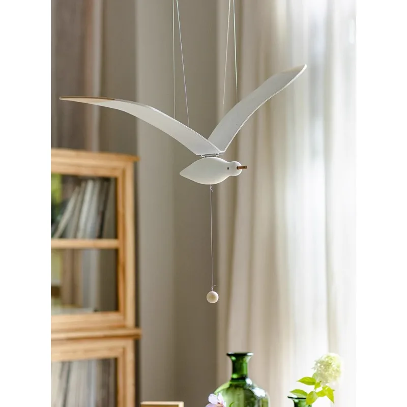 Flying seagulls, living room, balcony, bay window, hanging decorations in the air, wooden bird decorations in children's rooms