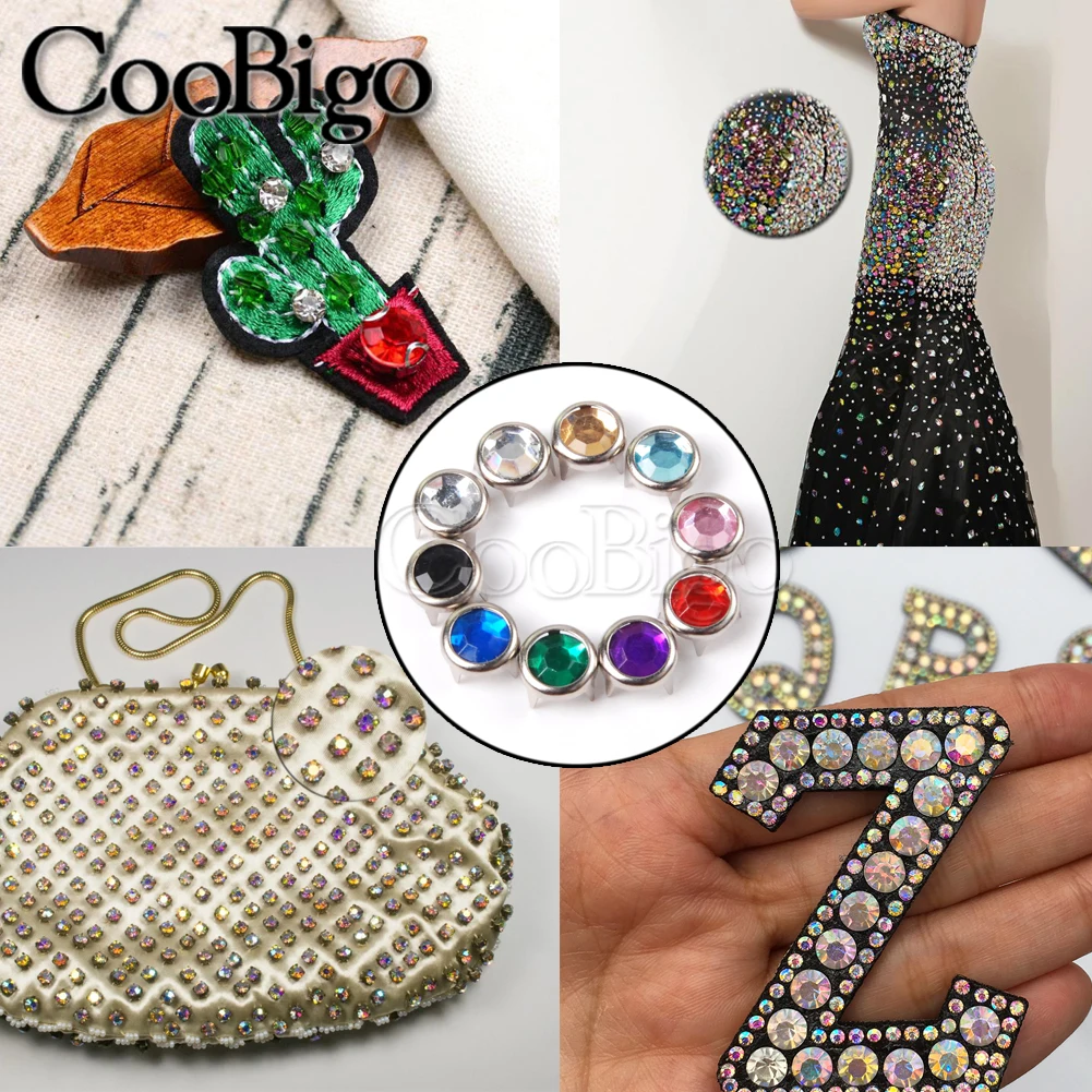 100 pz 6mm Strass Artigliato Borchie di Cristallo Rivetti Rotondi Punk FAI DA TE Nailheads per Abbigliamento Scarpe Borse Cappello Cintura di Pelle Spikes