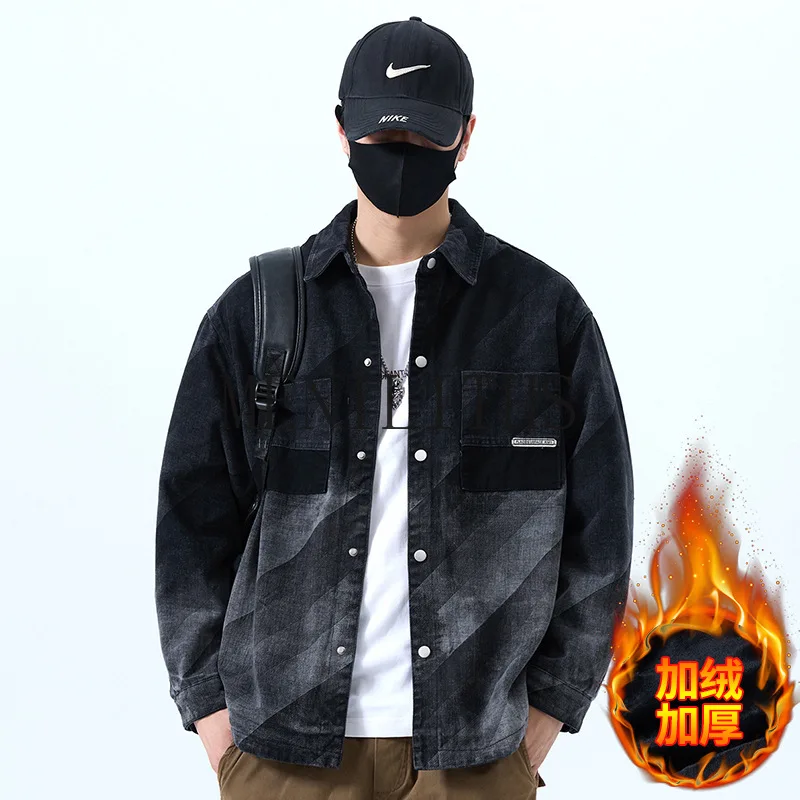 Autumn New Fashion Men's Casual Denim Cotton Jacket Loose Long Sleeve Jacket Mens Shirts Men Clothing