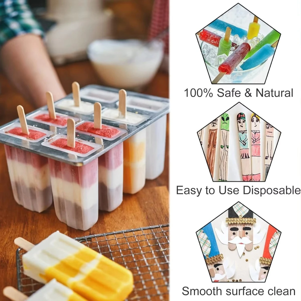 50 Stück Naturholz-Eisstiele f – Art Craft With Ice Cream Stick Bewertung und Preis