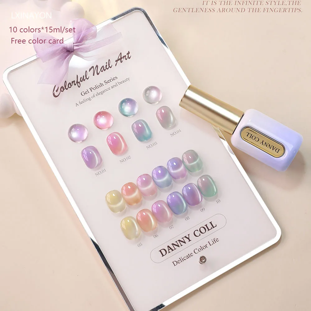 

10 Colors Magnetic Cat Eye Gel Nail Polish Set UV LED Color Set Soak Off Gel Varnish Crystal Cat Eye Gel Lacquer With Sample