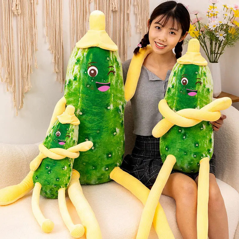 Almohada de peluche de pepino para niños y niñas, juguete de Anime, relleno de plantas, vegetales, cojín de muñeca, lindo y suave, creativo, enorme y divertido