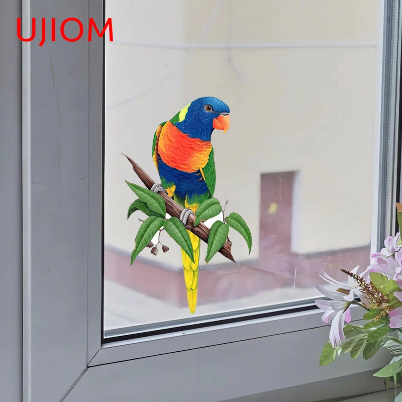 UJIOM 13cm X 7.9cm Parrot Cartoon Wall Stickers Scratch Proof Graphics Baby Nursery Room Decal Decoration Chambre Accessories