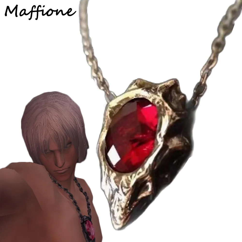 

Game DMC 5 Dante Necklace Ruby Pendant Necklace Collar Chain Men Disguise Costume Accessories Halloween Party Suits Props