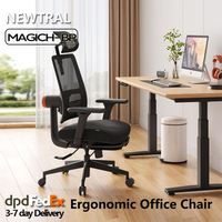 NEWTRAL MagicH-BP Ergonomic Office Chair with Footrest and Lumbar Support, 4D Armrest, Backrest and Headseat Adjustable