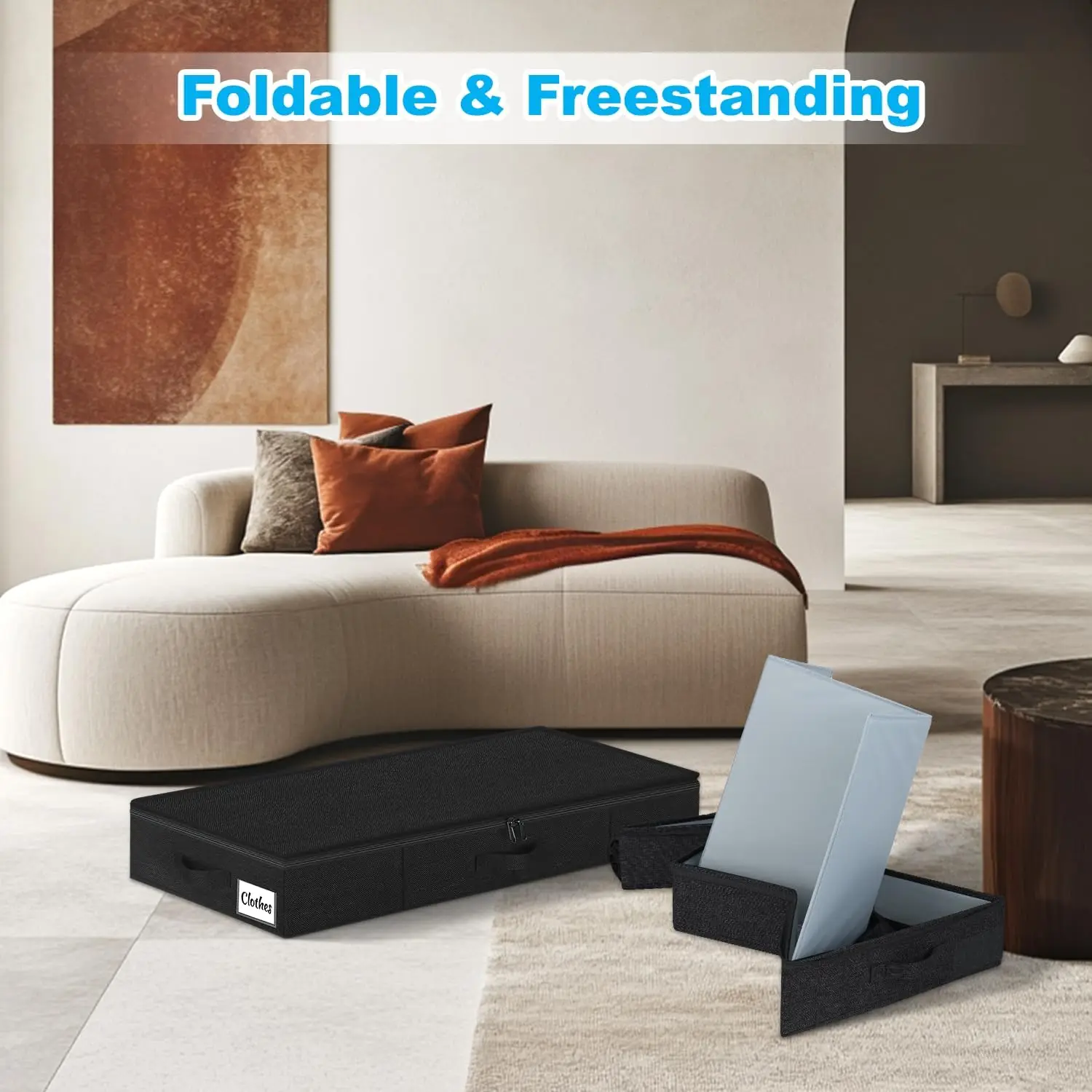 4 упаковки тонких контейнеров для хранения под кроватью, 4,5-дюймовый низкопрофильный складной органайзер для одежды, одеял, игрушек