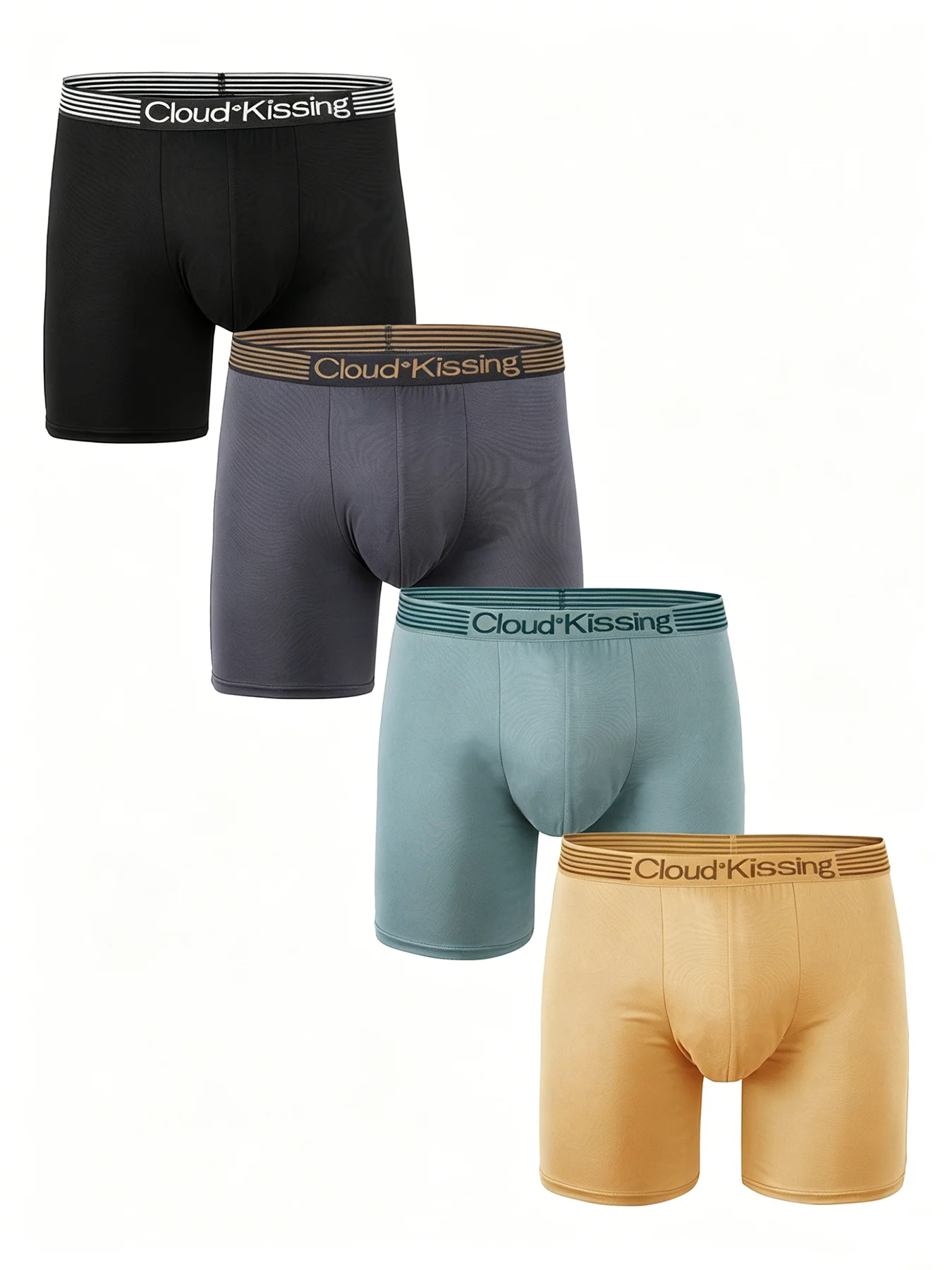 4 Pieces Long Style Men Underwear Solid Color Men Boxer Shorts Plus Size L-4XL Fashionable Men Panties Casual Men's Shorts