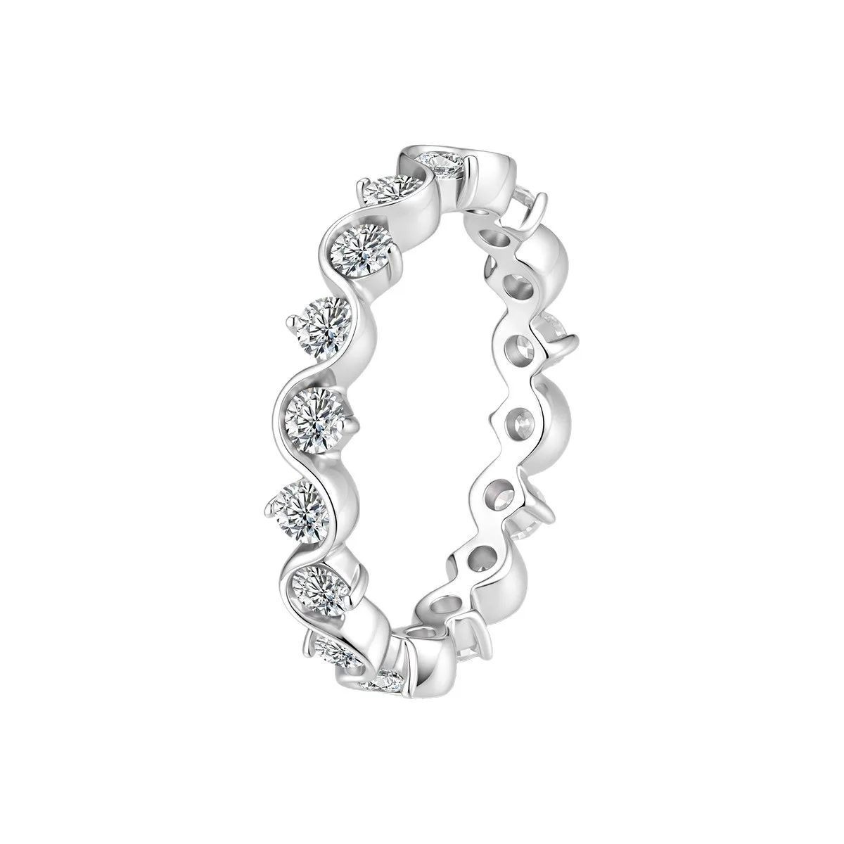 BOCAI New S925 Sterling Silver Jewelry Simple and Niche Inlaid With Moissanite Engagement Ring Women's Selected Gift