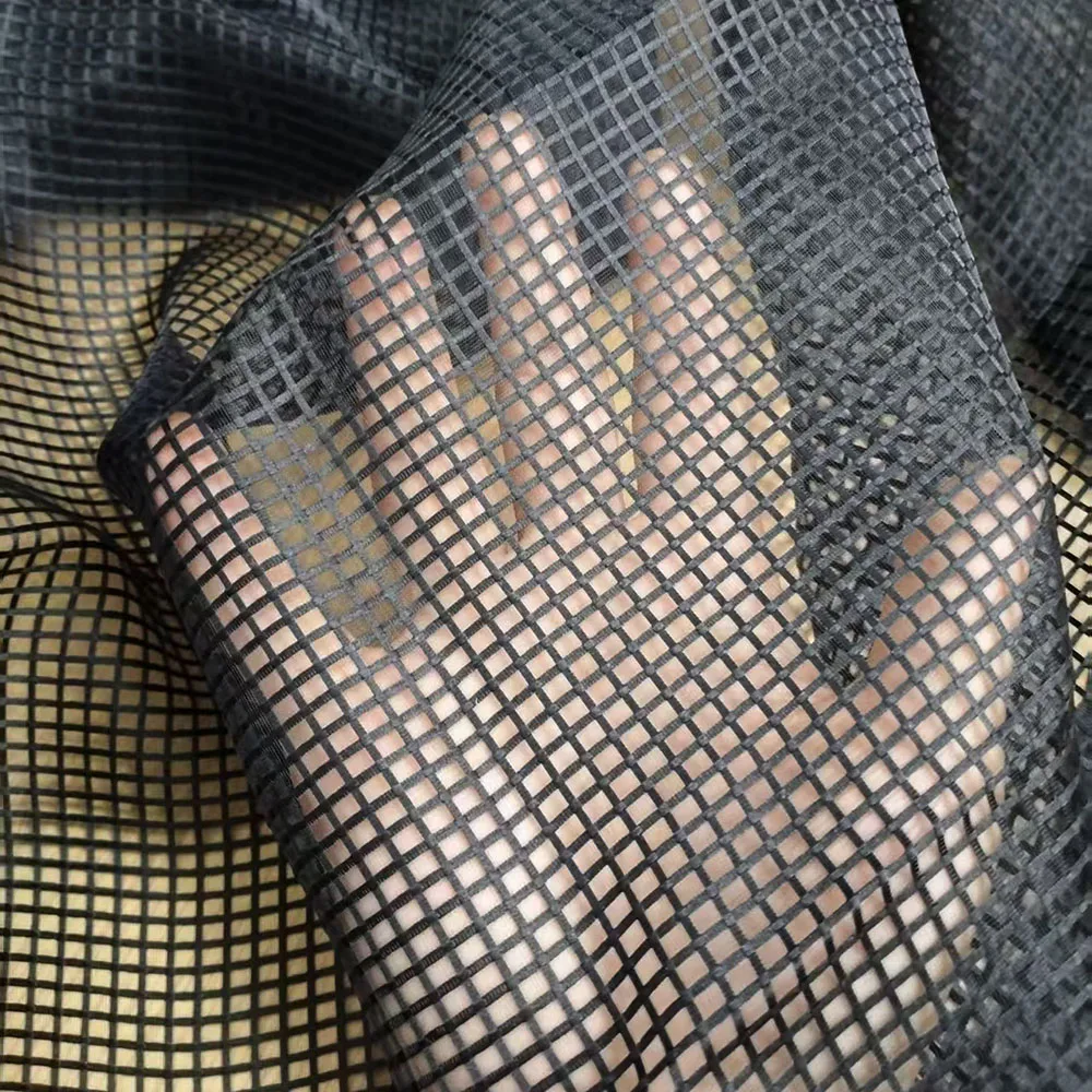 5MM Karierter Organza-Stoff Weich Transparent Strukturiert für Feine Hochzeitskleider-Überzüge Ätherische Schleier DIY Bastelmaterial – Detail 2