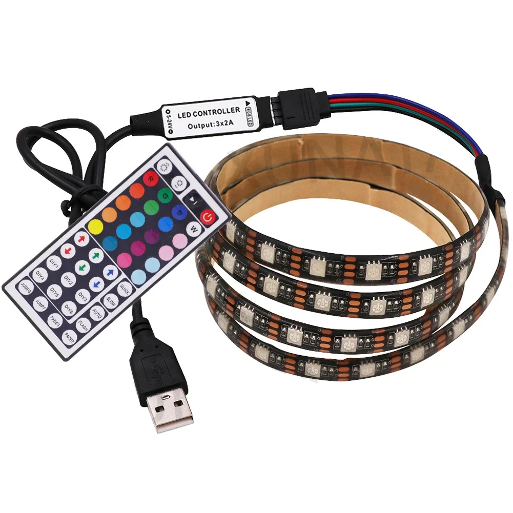 5V USB LED Strip RGB Light 5050 24key / 44key Remote Control Kit USB Power Waterproof Flexible Led Tape Adhesive TV Backlights V