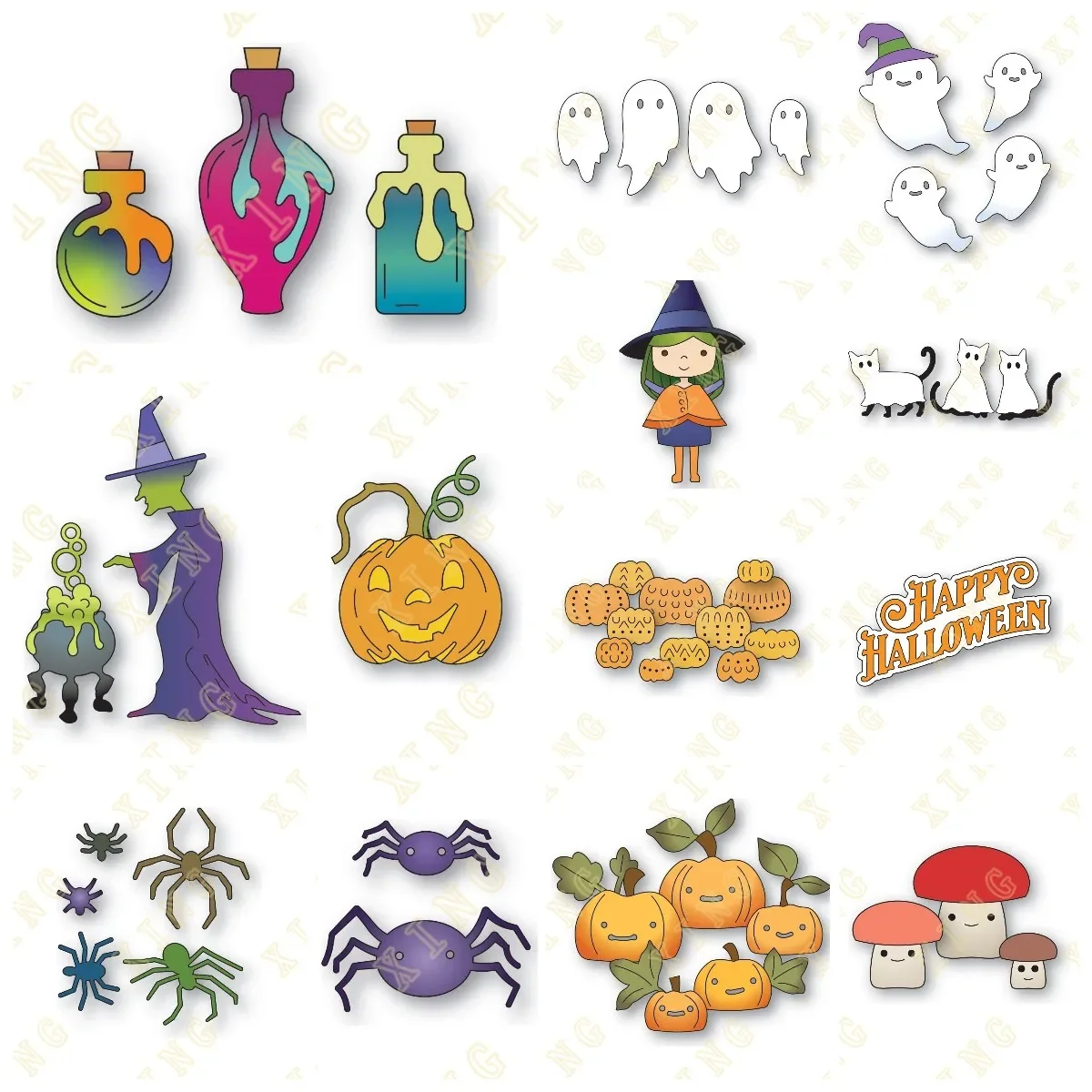 

Happy Halloween Ghosts Pumpkins New Metal Cutting Dies Scrapbook Diary Decoration Stencil Embossing Template DIY Greeting Card