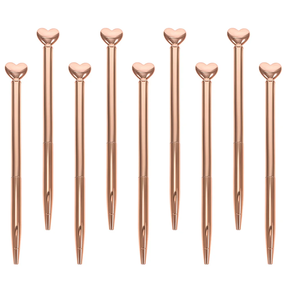 

9 Pcs Heart Shaped Metal Pens Retractable Ballpoint Writing Instruments for School Colored Decorative Valentine Gifts