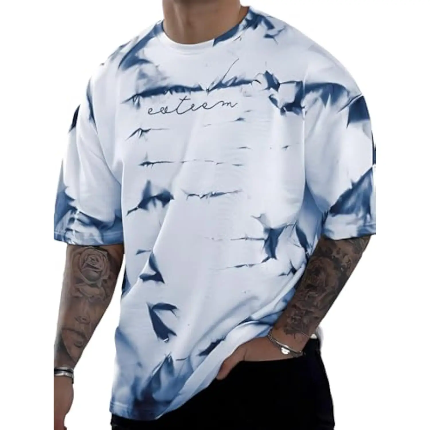 

Men's Graphic Tie Dye T Shirt Letter Print Crew Neck Short Sleeve Casual Summer Tee Tops mens clothing Oversized t-shirt