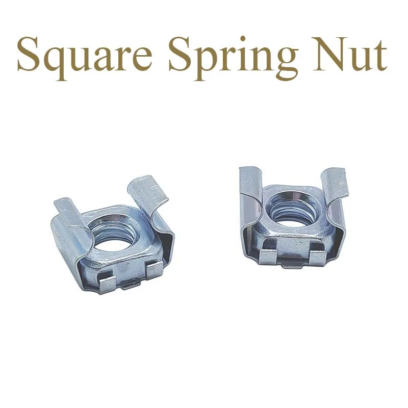 5pcs/Set Spring Nut, 1/4"-20, Square Shape Steel, Not Graded,  Zinc Plated Finish