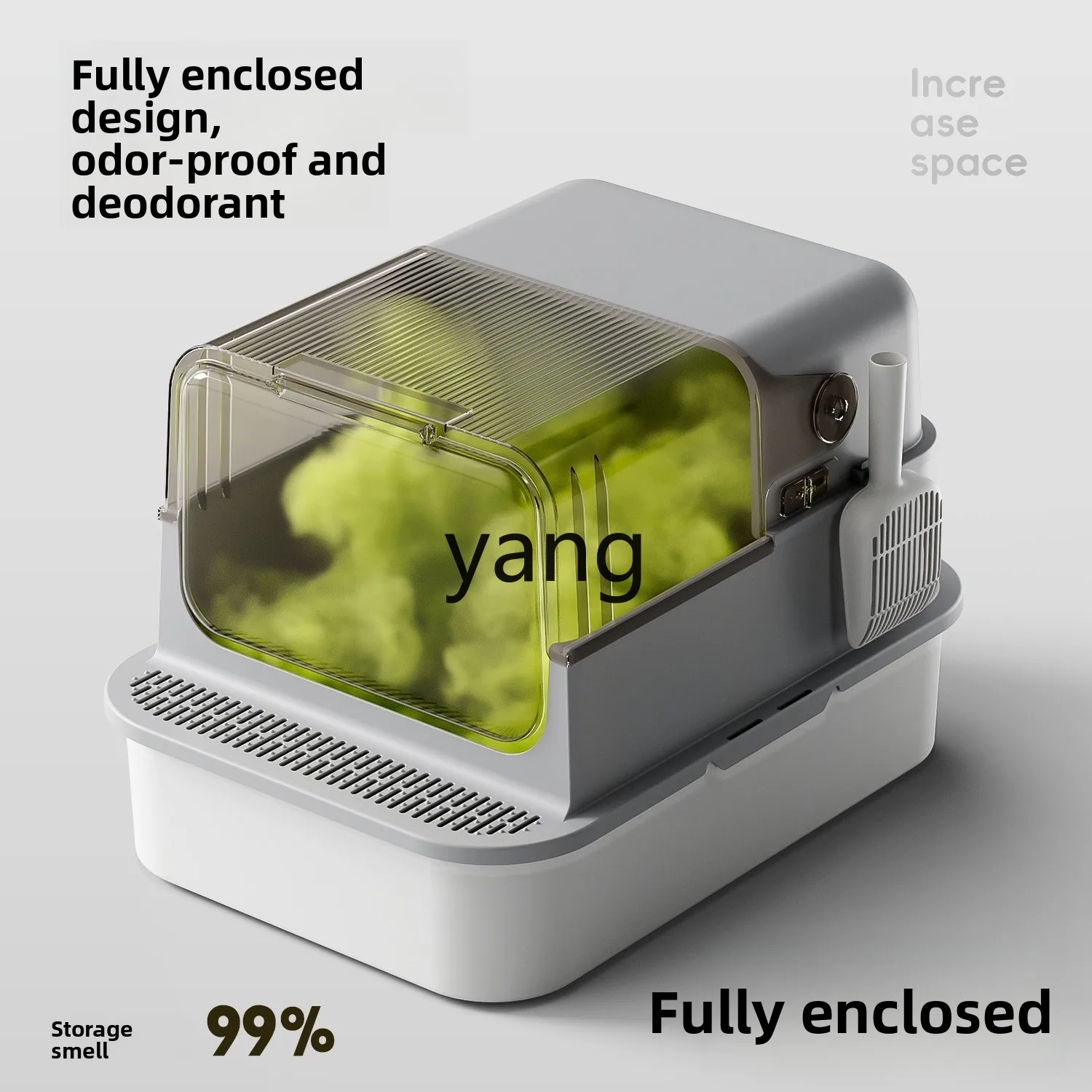 Boîte à litière pour chat en acier inoxydable TGF, déodorant surdimensionné, toilettes pour chat entièrement fermées et anti-éclaboussures