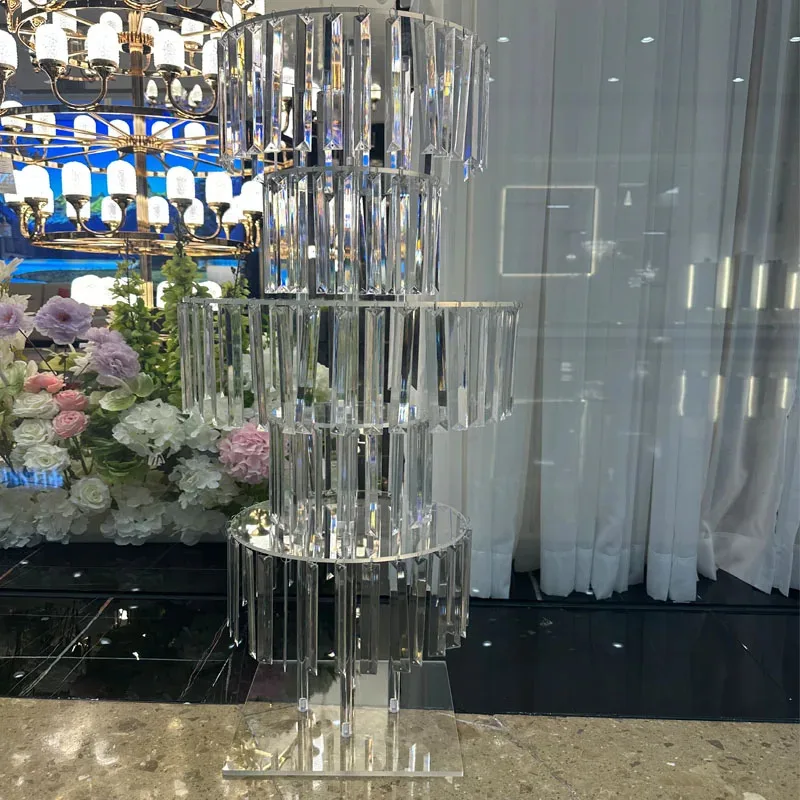 

1-10 pieces of five layer acrylic vase center piece flower rack with hanging , used for weddings