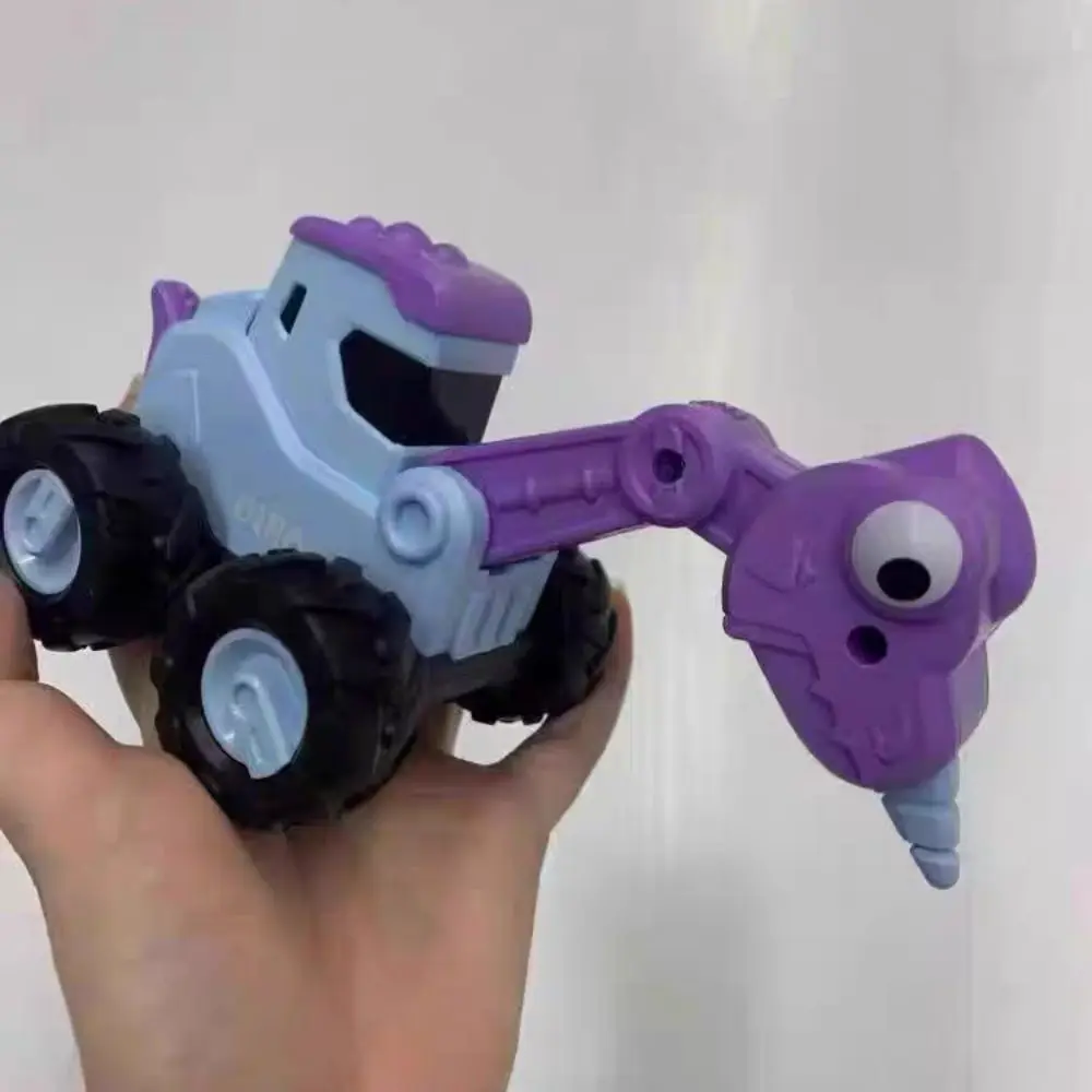 Plastikowy samochodzik dla dzieci z napędem pull-back, puzzle, model samochodu inżynieryjnego z dinozaurem, rozwijający umiejętności manualne, kolekcja, koparka.