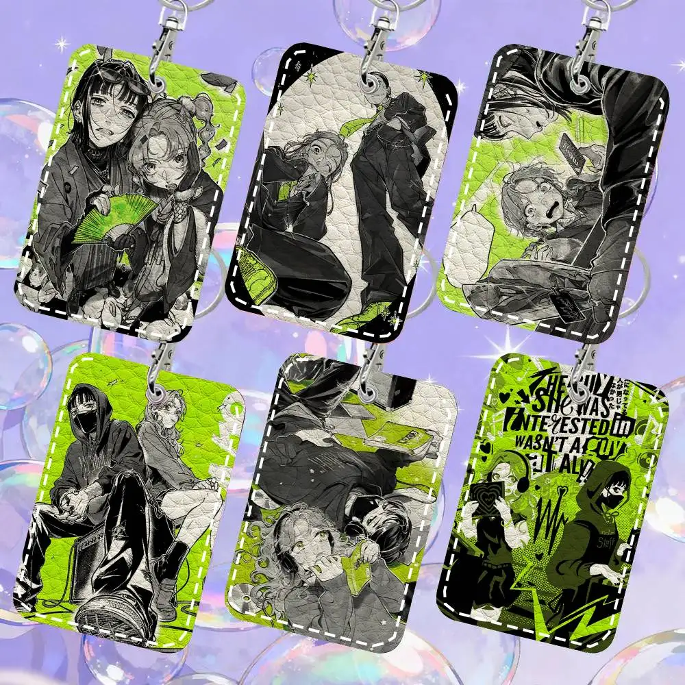 

A-Aya O-oosawa K-oga M-mitsuki Manga Card Case Keychain Access Card Bag Key Tag Ring Leather Card Holder Key Ring Access
