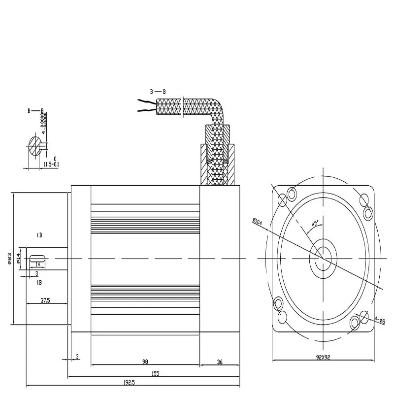 BLB92-B Brushless DC Motor IP55 Dust Explosion Proof Certified Low Noise Long Life