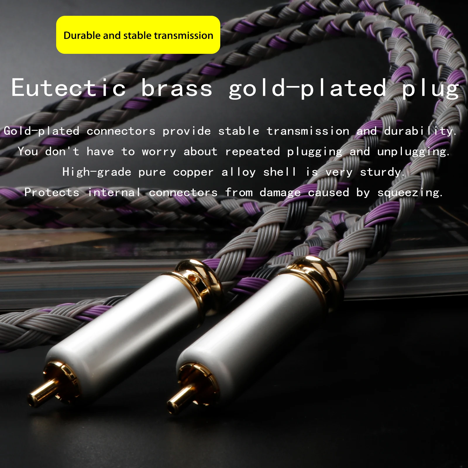 2RCA إلى 2RCA ذكر إلى ذكر OCC كابل الصوت 24K مطلية بالذهب لوتس موصل التوصيل للمسرح المنزلي DVD TV مكبر للصوت CD Soundbox