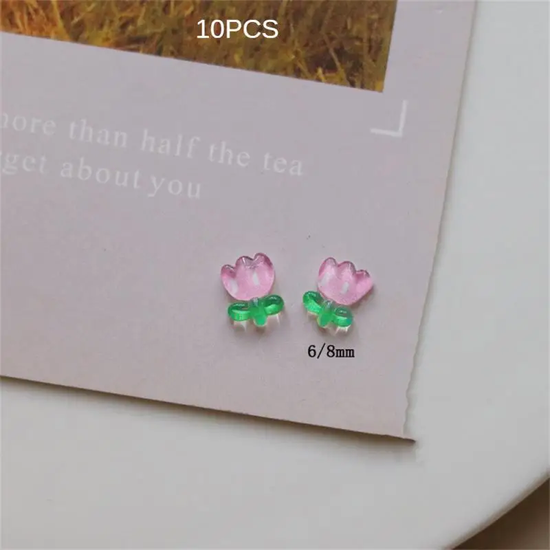 7*9Mm Mini Kleurrijke 3d Tulpenbloem Nail Art Hars Mix Kleuren Bloemen Nail Art Bedels Bloemvormige Manicure Benodigdheden