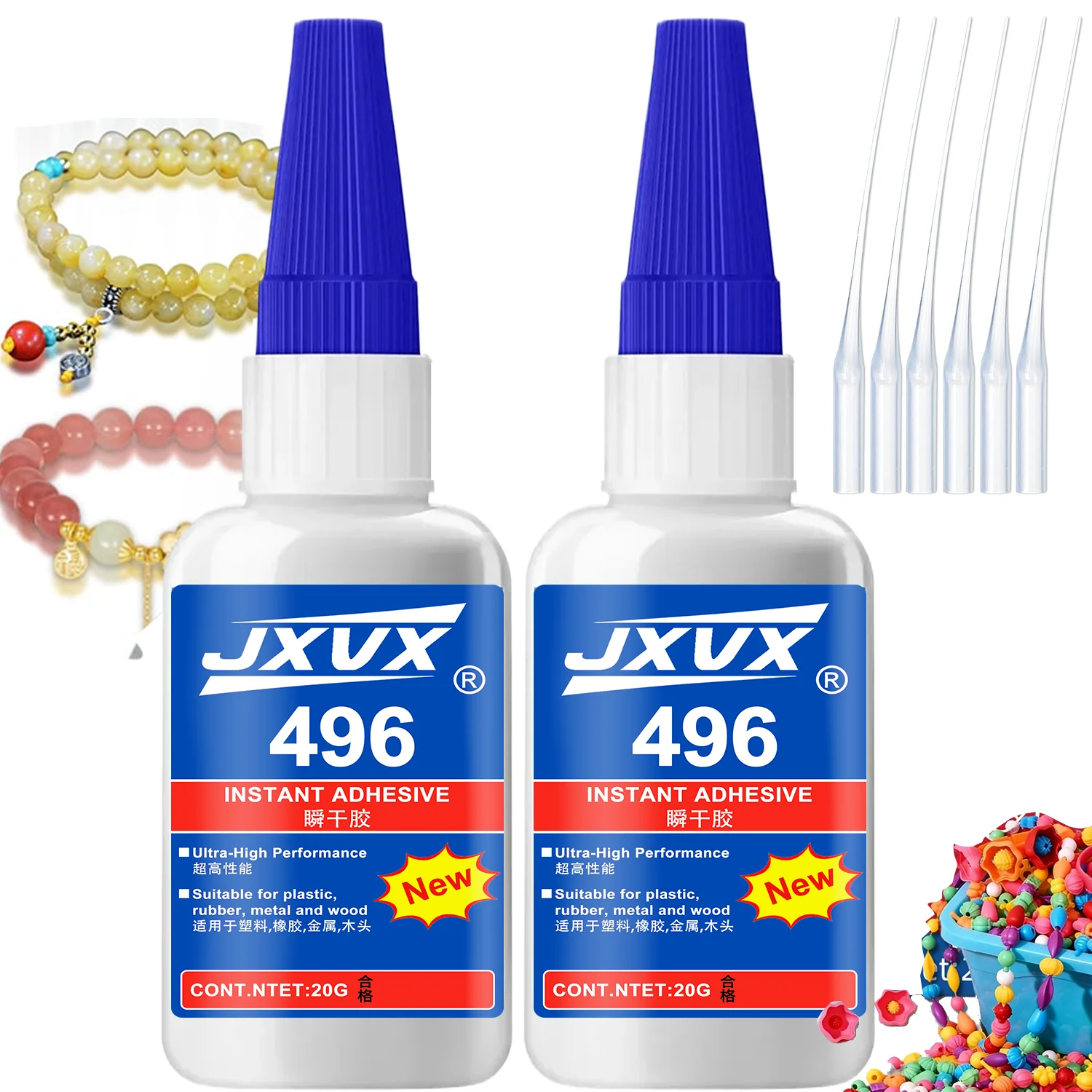 

496 Strong Adhesive Glue Non-Yellowing Clear DIY Glue Waterproof Flexible Glue for Crafts, Jewelry Making, Rhinestones,Diamonds.