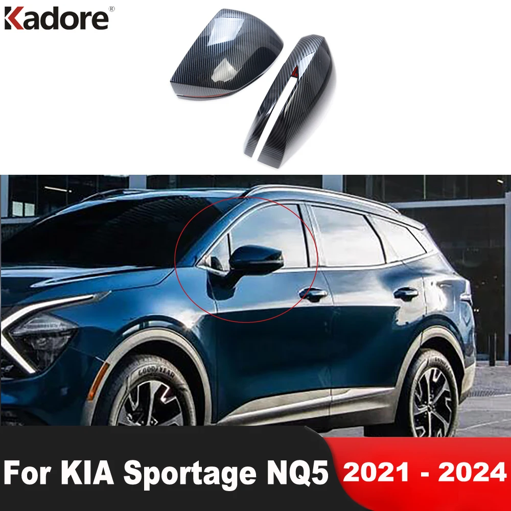 For KIA Sportage NQ5 2021 2022 2023 2024 Carbon Fiber Car Door Rearview Mirror Cover Trim Side Wing Mirror Cap Frame Accessories