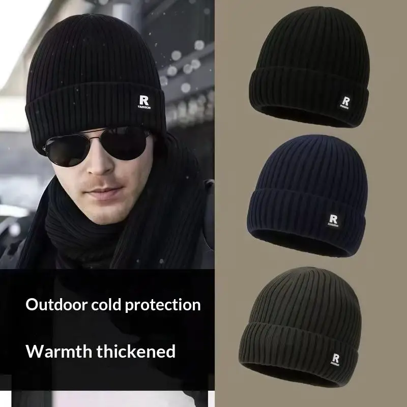 Outdoor Ski Hat Winter Thick Beanie Hat With Fleece Lined For Men Women Winter Solid Knitted Wool Skull Cap For Outdoor Use