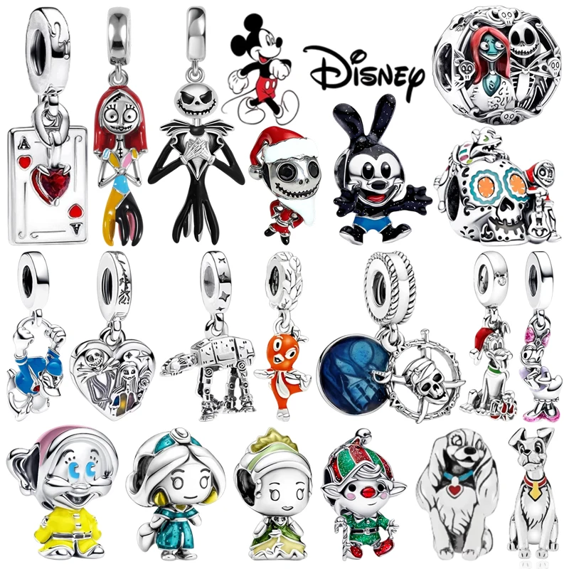 Disney Miasteczko Halloween DIY Biżuteria Prezent Jack&Sally Koralik z zawieszką w kształcie czaszki Pasuje do oryginalnych europejskich srebrnych bransoletek