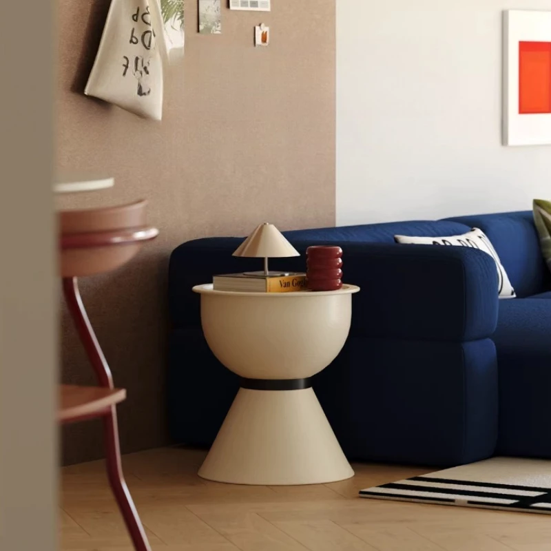 Mesa Auxiliar Bauhaus con Almacenamiento para Snacks, Mesa Auxiliar de Metal y Hierro, Mueble Multifuncional para Sala de Estar, Mesita de Noche Pequeña de Lujo Ligero