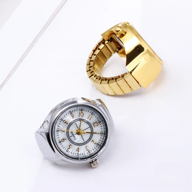 Vintage Punk Finger Watch Round Dial Arabic Alloy Watches Couple Rings Jewelry Clock Retro Roman Quartz Watches Rings Women Men