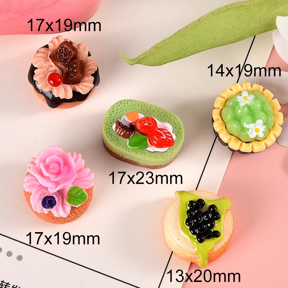 10PCS Shiny New Sweet Fruit Cake Resin Flat Back Cabochons For Hairpin Scrapbooking DIY Jewelry Craft Decoration Accessories