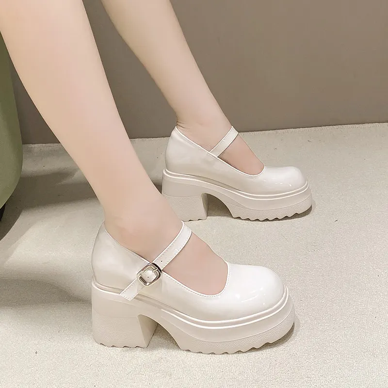 12cm High Heels Sweet Lolita Girls' Sponge Shoes Thick Heels Thick Soles Height Increasing Mary Jane Shoes