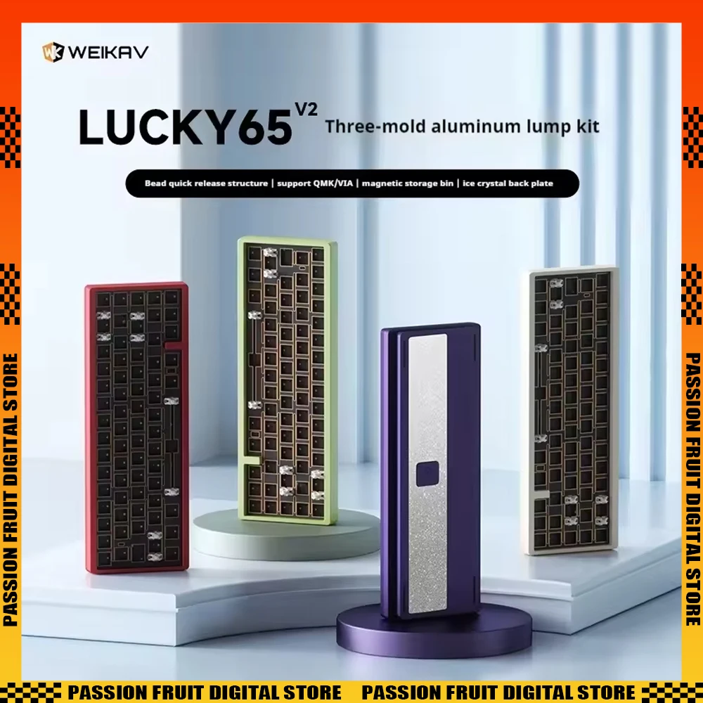 

Weikav Lucky65 V2 3-режимный Rgb 2,4 г прокладка с возможностью горячей замены, комплект механической клавиатуры Bluetooth, аксессуары для электронных видов спорта и геймеров
