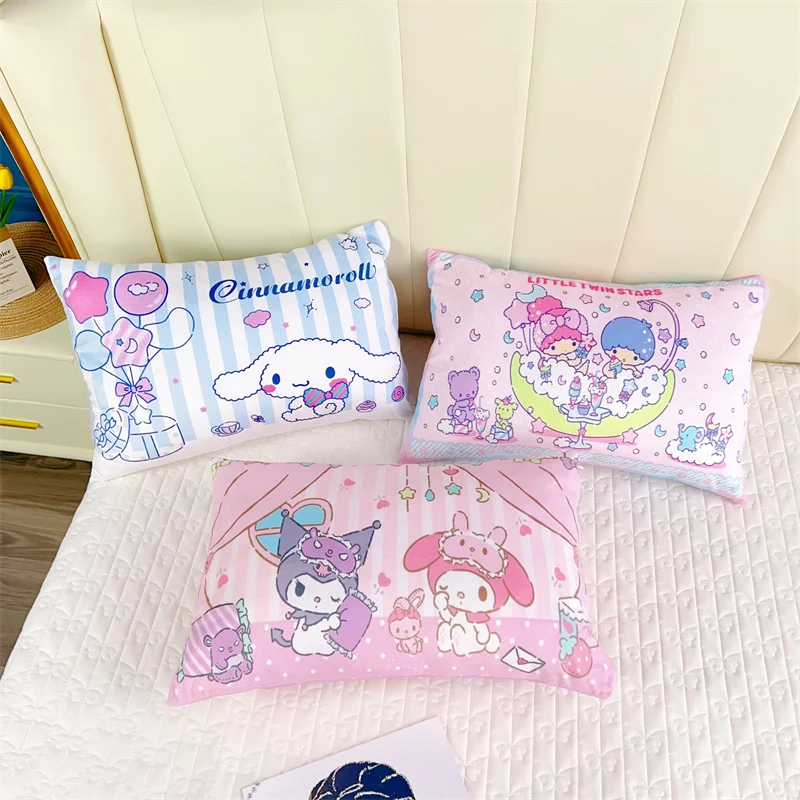 Japanese Style Printed Pillowcase Cute Kuromi My Melody Cinnamoroll Cushion Cover Throw Pillow Case Sofa Bed Home Decor Girl