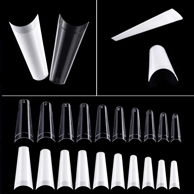500pcs/Bag French False Nails Nature Transparent Press On Acrylic Nails Half Cover Nail Art Decoration Extension Fake Nail