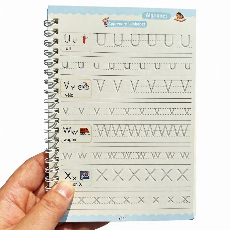 1 Practice Notebook with Groove Calligraphy Practice Set, French Letter Writing Activity Workbook, French Letter Practice Book