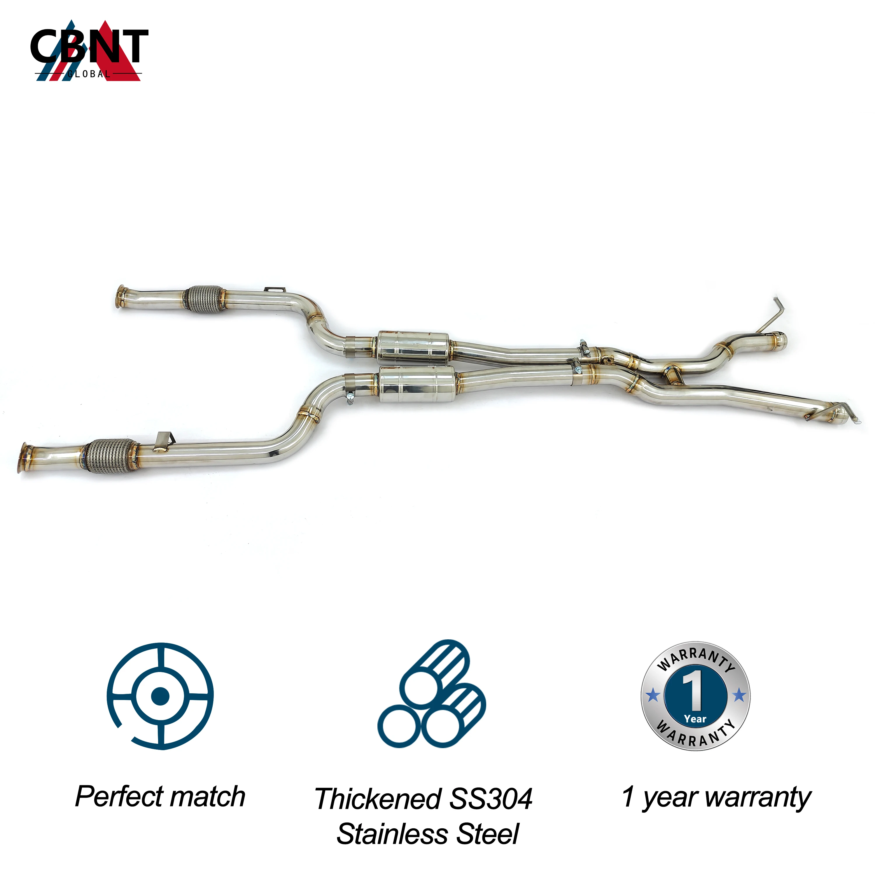 CBNT Exhaust Midpipe for Mercedes-Benz C43 AMG W205 3.0T Midpipe With Resonators High Quality SS304 Performance Exhaust Systems