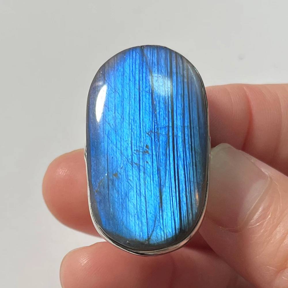 Ring Natuursteen Onregelmatige Vorm Kraal Blauw Paars Labradoriet Ring Verstelbare Vinger Ring Voor Vrouwen Mannen Sieraden Gift Cabochon