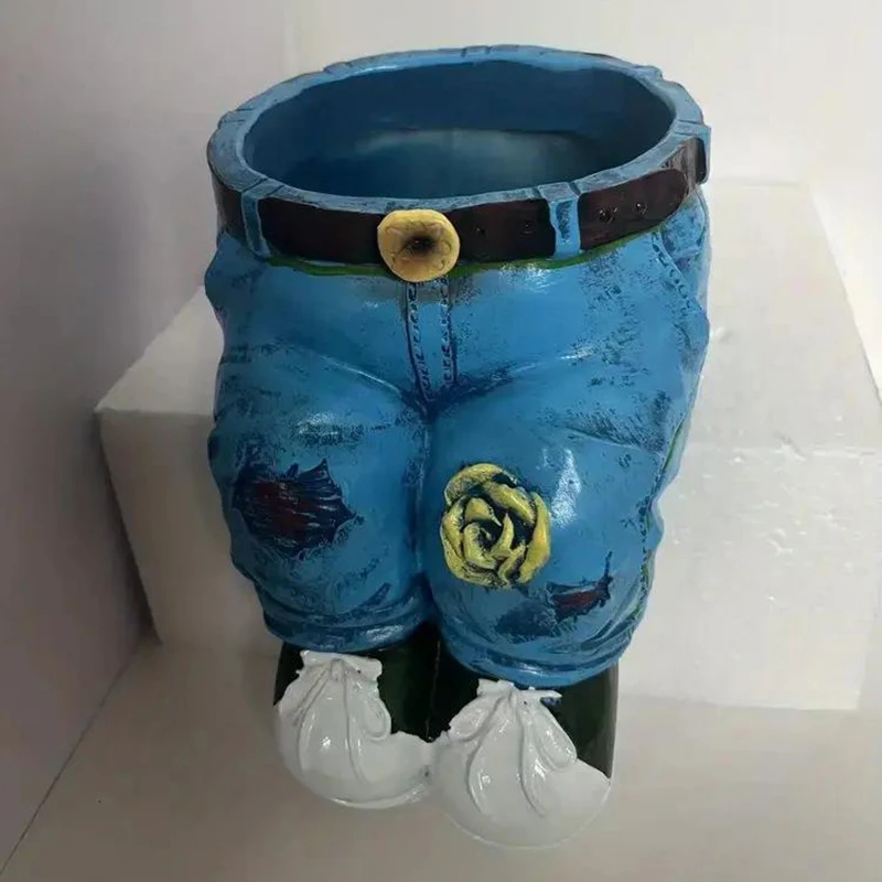1Pc Jeans Broek Vorm Bloempot Hars Standbeeld, Sappige Pot Bloem Planter Voor Binnentuin Gazon Veranda Terras Buiten