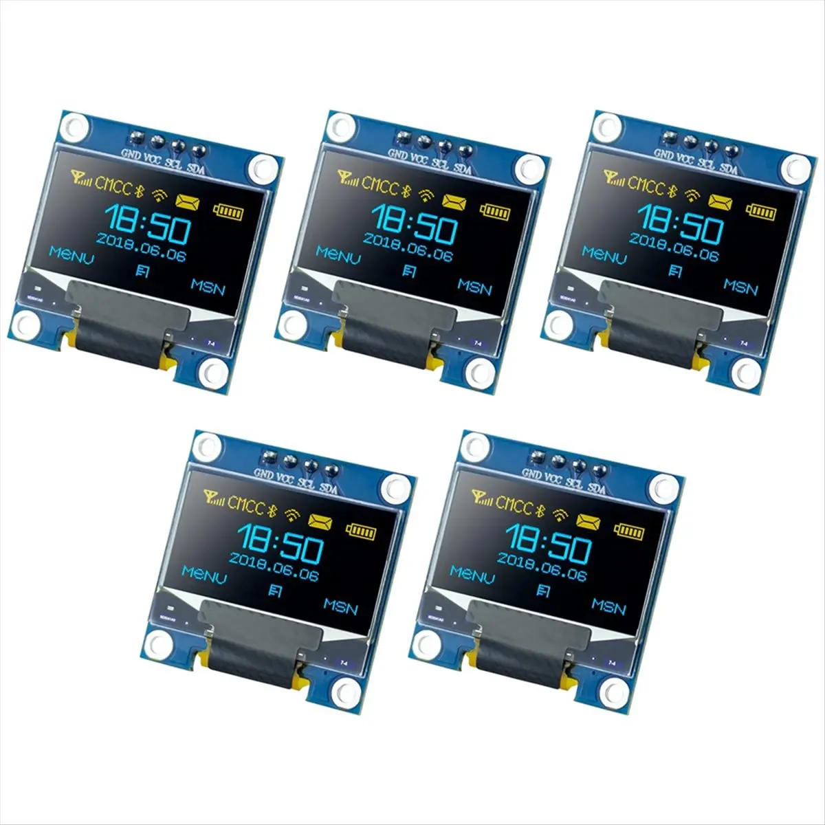 T35C 0.96 Inch 5PCS OLED Display Module for 128x64 Pixel IIC Serial Self- Display Module