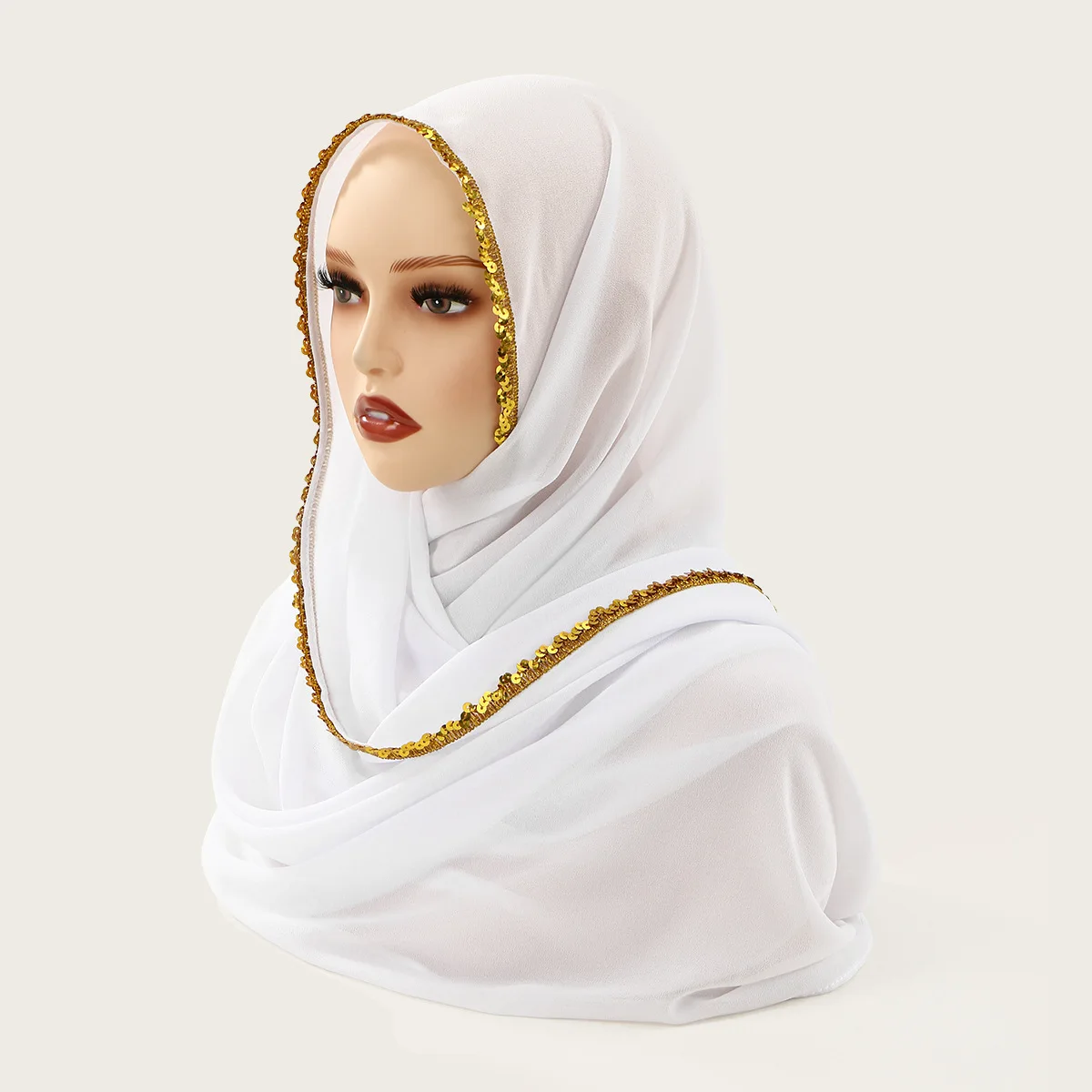 جديد مطرزة الشيفون وشاح طويل للنساء شال الحجاب مسلم الحجاب يلتف عصابات عقال Bufanda Foulard Turbante Mujer