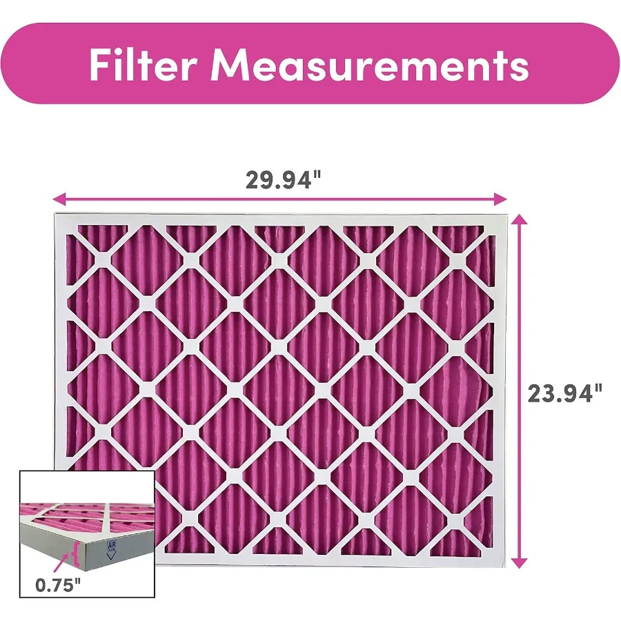 فلتر هواء 24x30x1 لشعر الحيوانات الأليفة والغبار MERV 8 فرن فلتر تيار متردد متغير اللون لرائحة القطط والكلب 23.9x29.9x0.75 حجم دقيق
