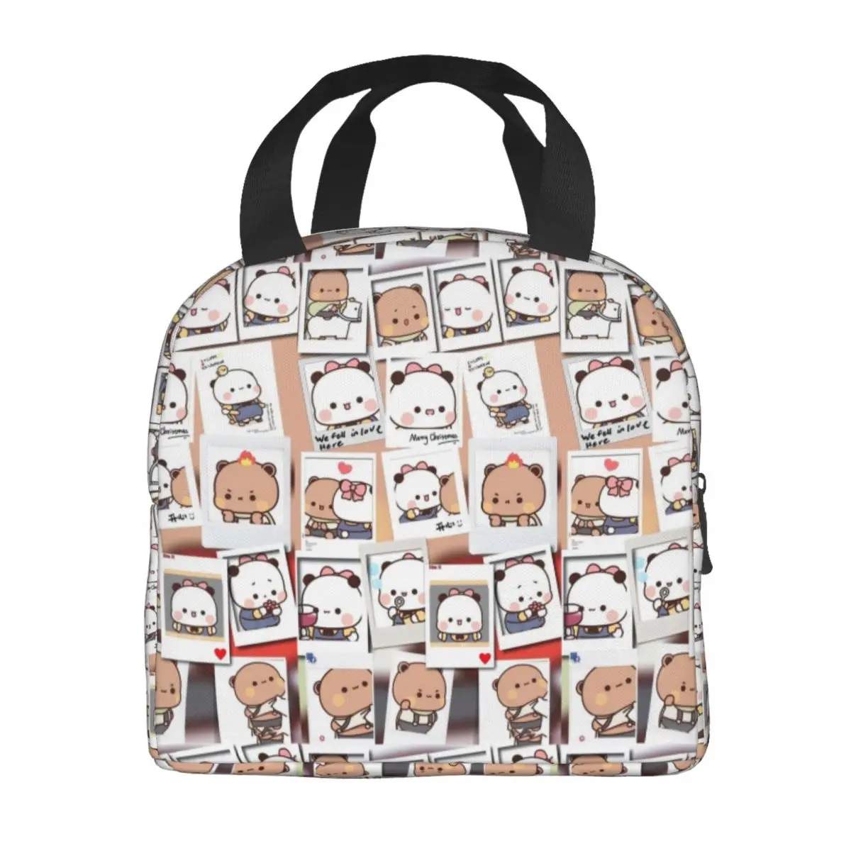Dudu Bubu Mochi Peach Cat Funny Lunch Bag School Lunch Box For Girls Leisure Print Tote Food Bags Oxford Cooler Bag