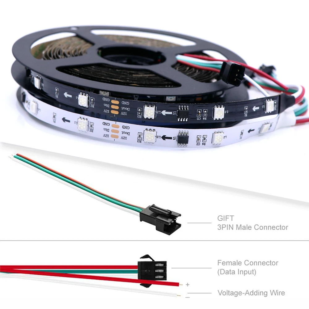 WS2811 アドレス指定可能なRGB COB LEDストリップ、SP530E 2.4GHz BluetoothコントローラーとRC3/RB3リモコン付き（1m/2m/3m/4m/5mセット）